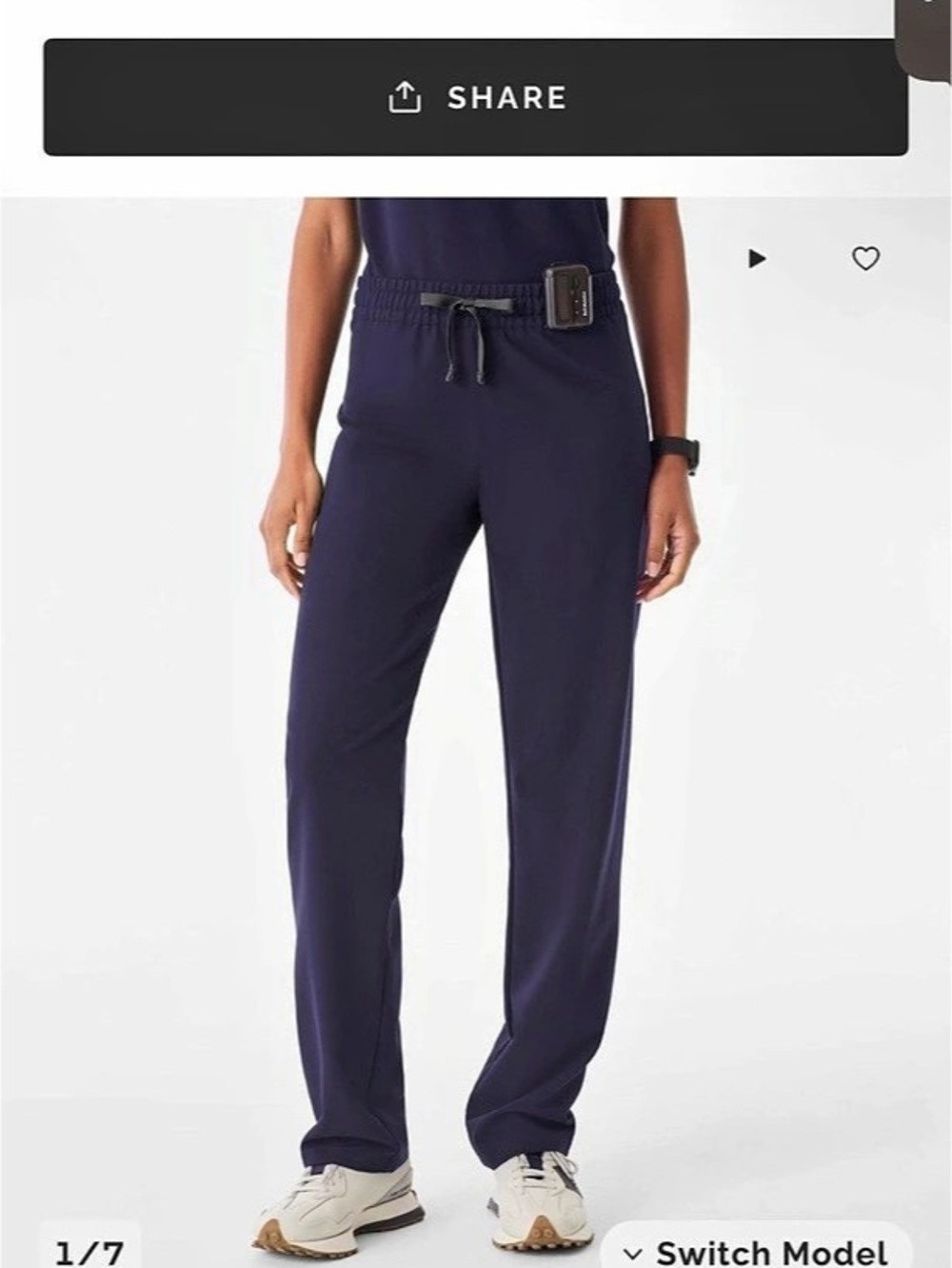 FIGS Livingston Ruched Straight-Leg Scrub Pant - Navy - Large Tall